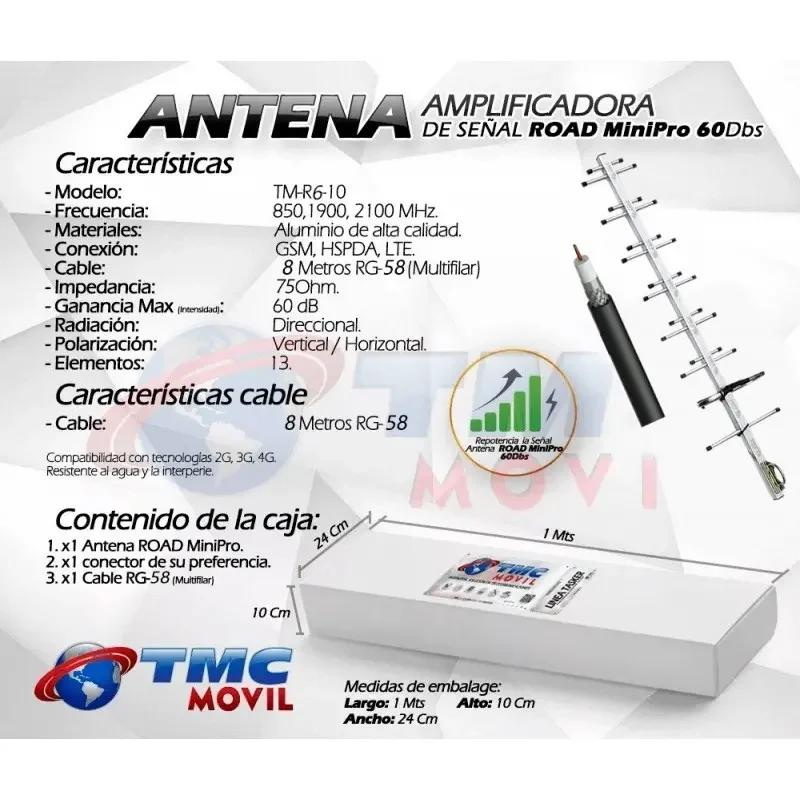 ANTENA AMPLIFICADORA DE SEÑAL ROAD X PRO 60DBS