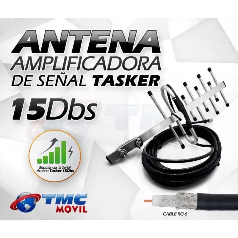 ANTENA AMPLIFICADORA YAGI TASKER 15DB (CABLE RG-6)