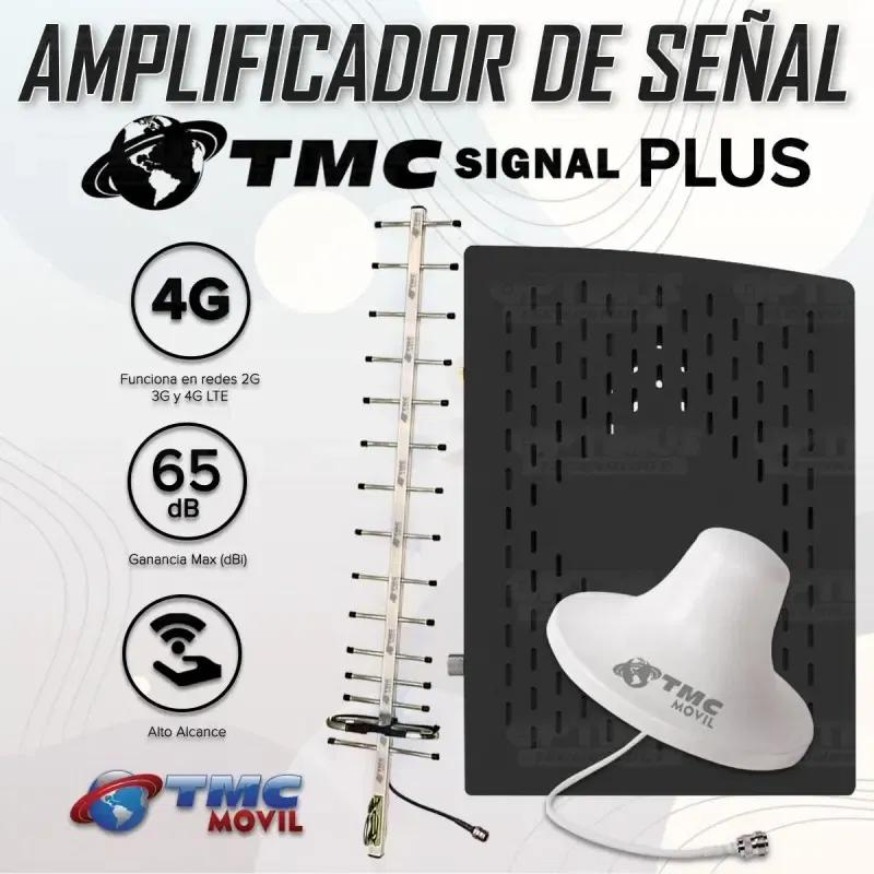 KIT AMPLIFICADOR DE SEÑAL TMC SIGNAL PLUS DE 65DB + ANTENA TASKER 17DB + ANTENA DOMO PLUS INTERNO