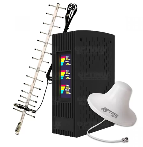 [669502] KIT AMPLIFICADOR DE SEÑAL TMC SIGNAL PLUS DE 65DB + ANTENA TASKER 17DB + ANTENA DOMO PLUS INTERNO